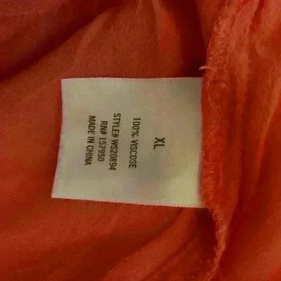 Alya Bright Peach Coral Sleeved Button Down Top Blouse XLarge - Picture 5 of 6